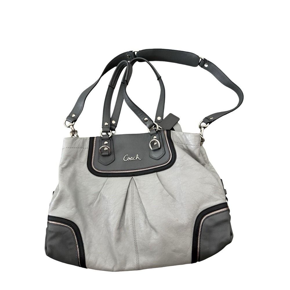 Coach F17096 Gray Leather Ashley Spectator Shoulder 2-Way Satchel/ Handbag